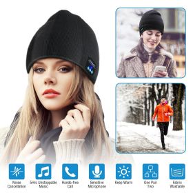 Soft Wireless Beanie Headphone Hat Wireless V4.2 Noise Cancellation Stereo Earphones Cap (Color: Black)