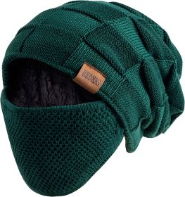 REDESS Beanie M√ºtze f√ºr Herren und Damen Winter Warme M√ºtzen Stricken Slouchy Thick Skull Cap (Color: 12GR√úN mit Maske)