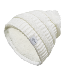 Fear0 NJ Warmest Plush Insulated Lining Knit Cable Pom-Pom Beanie Hat Women (Color: White)