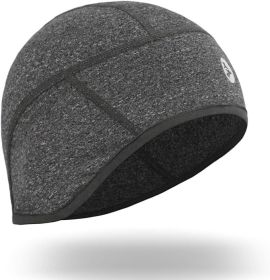 Mid-Weight Helmet Liner Skull Cap 6-Panel Beanie Thermal Running Hats Ears Warm Performance Moisture Wicking (Color: Grey Melange)