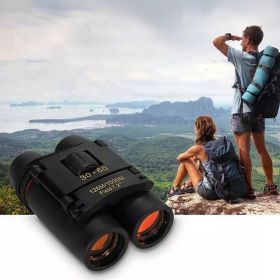 Binoculars 30x60 Zoom Travel Compact Folding Telescope Hunting Day Night Outdoor Small Pocket Binoculars Compact Adults, Mini Kids Binoculars Boys For (Color: Black)