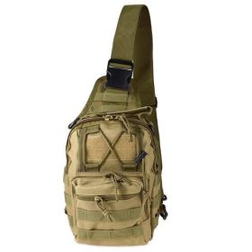 Unisex Sling Shoulder Bag Molle Outdoor Daypack Backpack with Adjustable Strap (Color: Khaki)