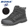 BONA 2022 New Designers Action Leather Winter Warm Snow Boots Men Plush Boots Work Shoes Man High Top Footwear Rubber Mansculino